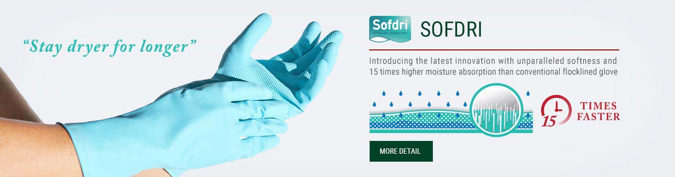 Softdri, glove innovation,innovation, extra soft gloves, extra dry gloves, gloves technology, comfort gloves, dry gloves, soft gloves, household gloves, industrial gloves, latex gloves, rubber gloves, nitrile gloves, food processing gloves, cleaning gloves, chemical handling gloves, flocklined gloves